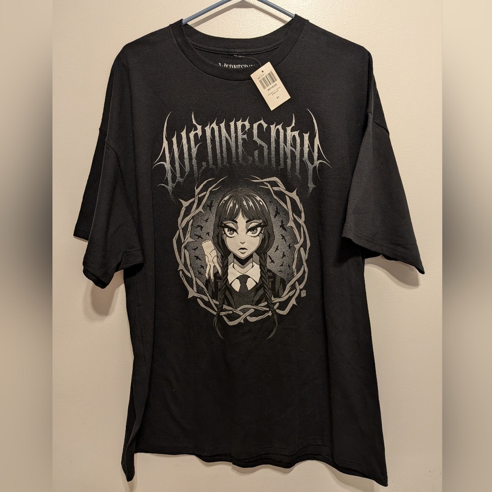 Black Graphic Tee with Anime Design